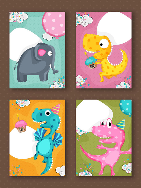 Different cards with doodle animal character. - Vektori, kuva