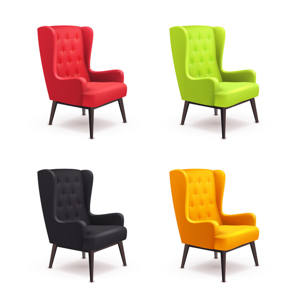 Conjunto de ícones realista cadeira
 - Vetor, Imagem