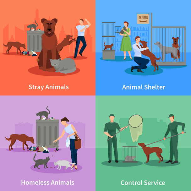 animales callejeros iconos conjunto
 - Vector, imagen