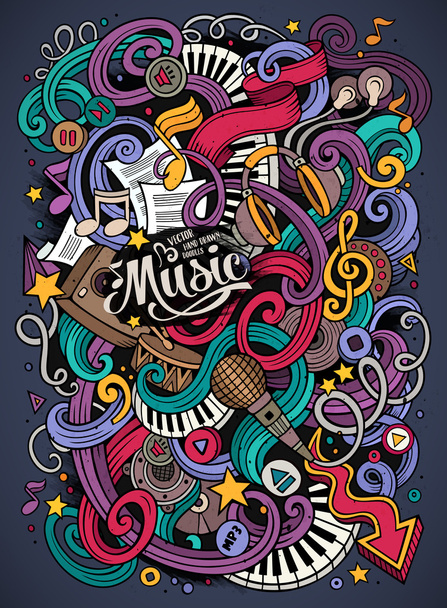Χέρι-που καρτούν doodles μουσικό εικονογράφηση - Διάνυσμα, εικόνα
