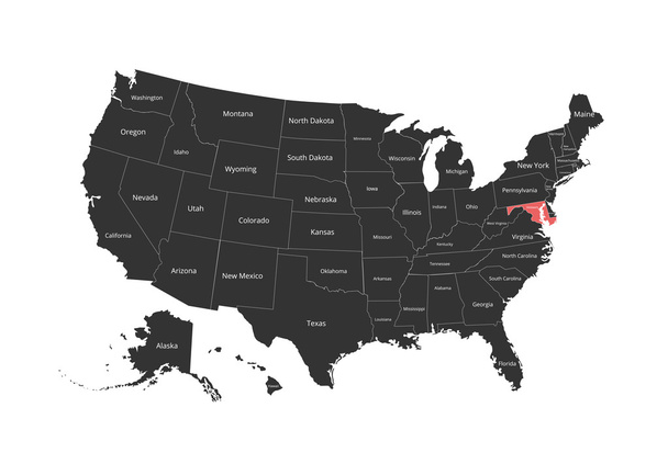 米国の地図。画像クリッピングパスと州の名前。状態マーク。ベクトル図. - ベクター画像