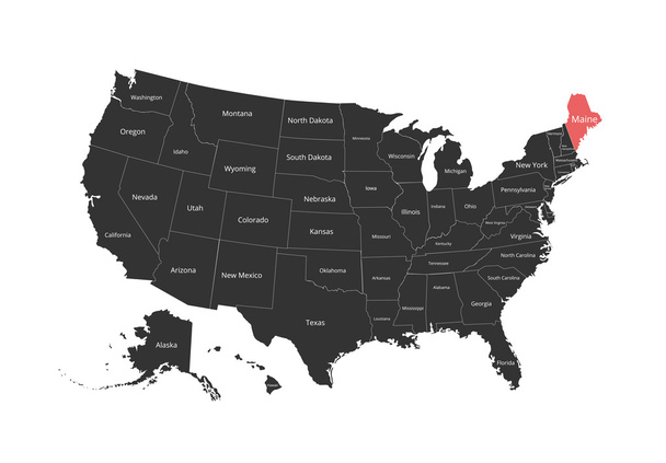 Map of the USA. Image with clipping path and name of states. State mark. Vector illustration. - Vector, Image