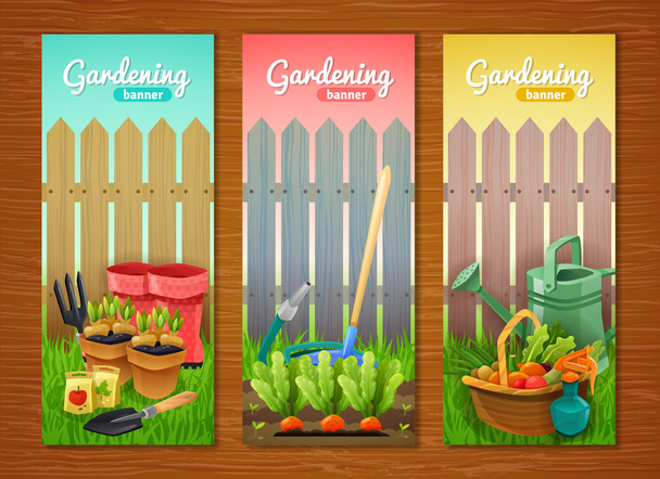 Kolorowy zbiór ogrodnictwo pionowe banery - Wektor, obraz