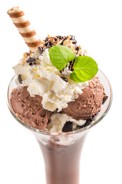 Chocolate ice cream and coffee on white background - Foto, Bild