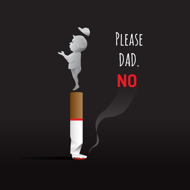 No hay signo de día de tabaco y símbolo con fondo oscuro
 - Vector, Imagen