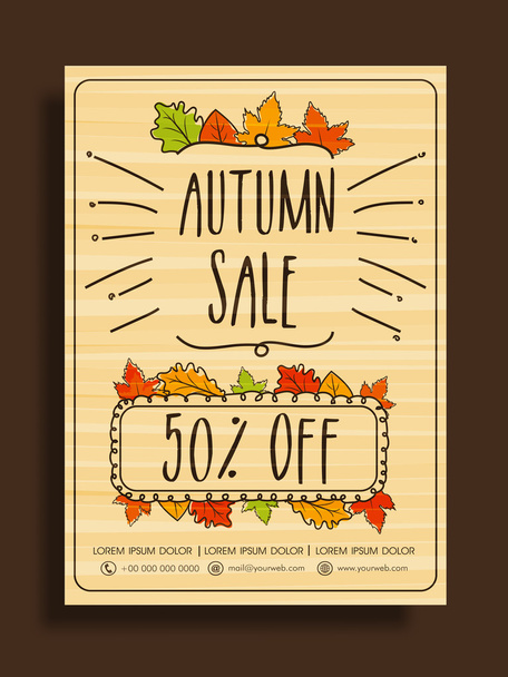 Autumn Sale Banner, Poster or Flyer. - Vektor, obrázek