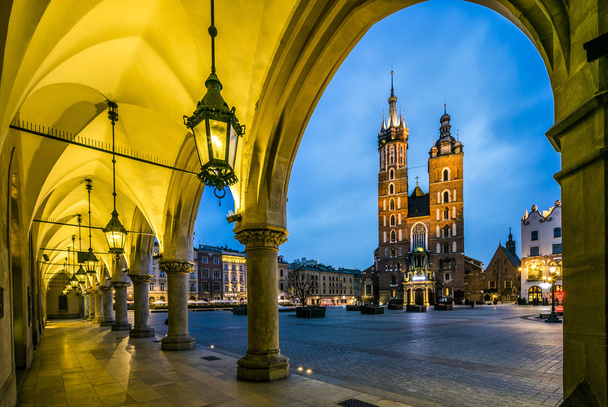 Krakov trh náměstí za svítání, Polsko, Evropa - Fotografie, Obrázek
