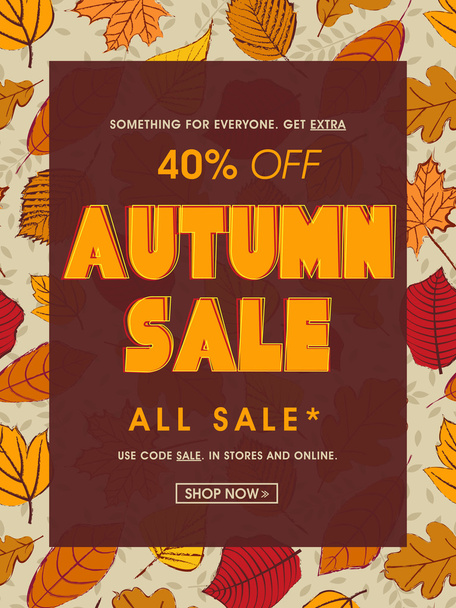 Autumn Sale Banner, Poster or Flyer design. - Вектор, зображення