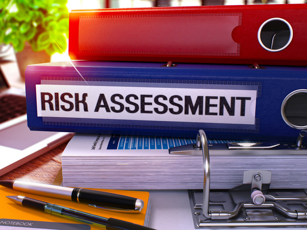 Risk Assessment on Blue Office Folder. Toned Image. - Foto, afbeelding