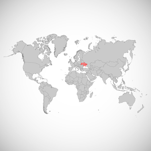 Světová mapa s označením země. Ukrajina. Vektorové ilustrace. - Vektor, obrázek