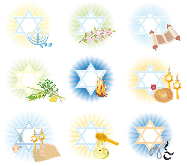 množina je 9 symboly ikon židovských svátků - Fotografie, Obrázek