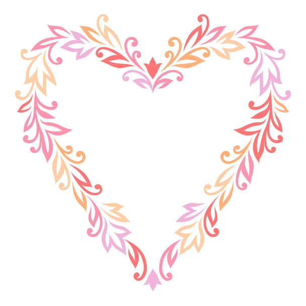 Floral frame at shape of heart  - Vektor, kép