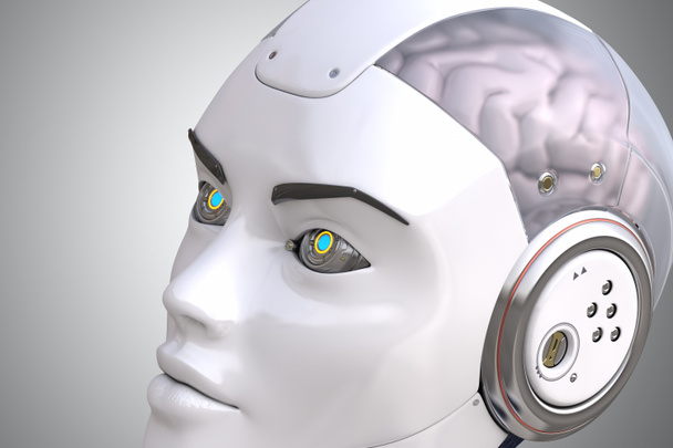 Inteligencia artificial, la cabeza del robot de cerca
 - Foto, Imagen