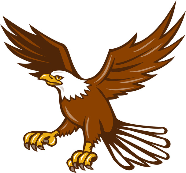 American Eagle izole Retro Swooping - Vektör, Görsel