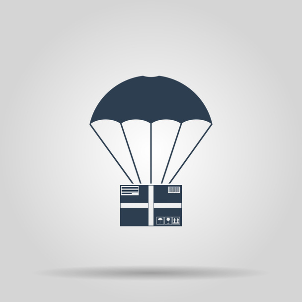 Gift box flying on parachute, delivery service, bonus concept - Vector, Image