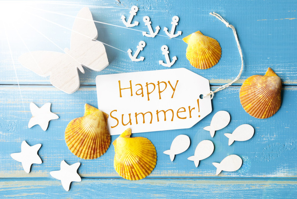 Sunny Greeting Card With Text Happy Summer - Valokuva, kuva