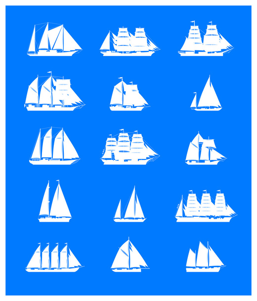 Набор парусных судов
 - Вектор,изображение