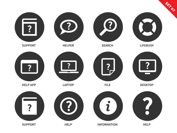 Help icons on white background - Vector, Imagen