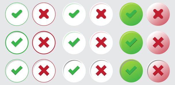 yes no check choice mark button vector web element isolated vote icon set - Vector, Image