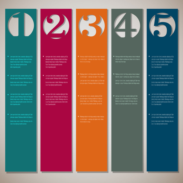 Vertical paper numbered banners - Vector, Image