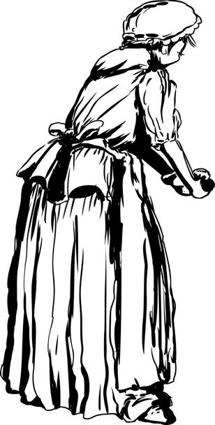 Žena hnětení těsta obrys - Vektor, obrázek