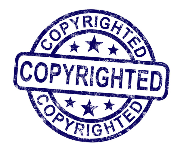 Carimbo com direitos autorais mostrando patente ou marca registrada
 - Foto, Imagem