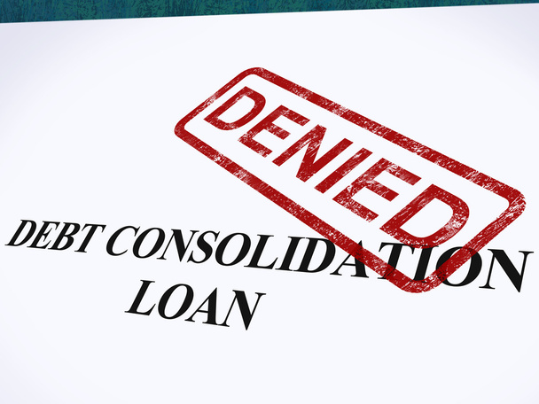 lening van de schuldconsolidatie geweigerd stempel toont geconsolideerde leningen re - Foto, afbeelding