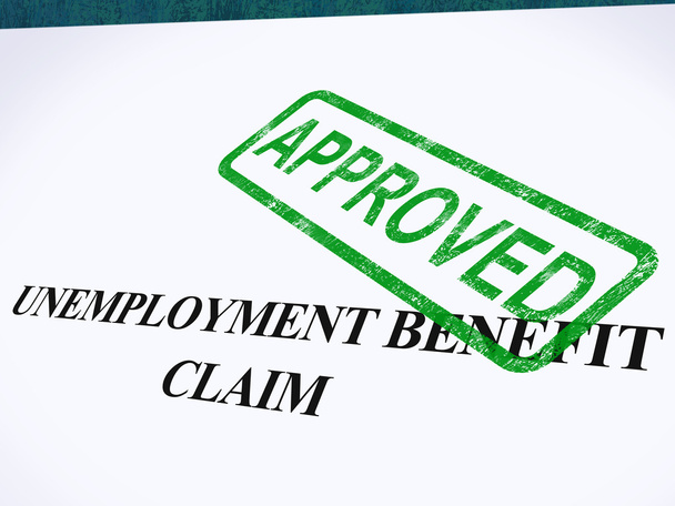świadczeń z tytułu bezrobocia twierdzą, zatwierdzoną pieczęcią pokazuje zabezpieczenia społecznego - Zdjęcie, obraz
