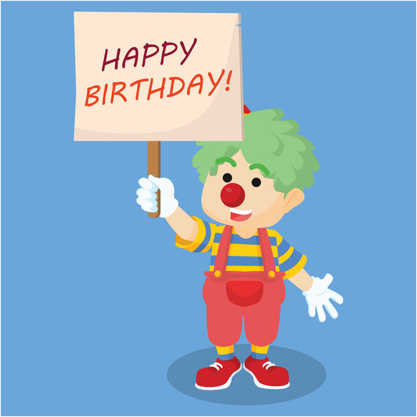 clown holding birthday party sign - Wektor, obraz