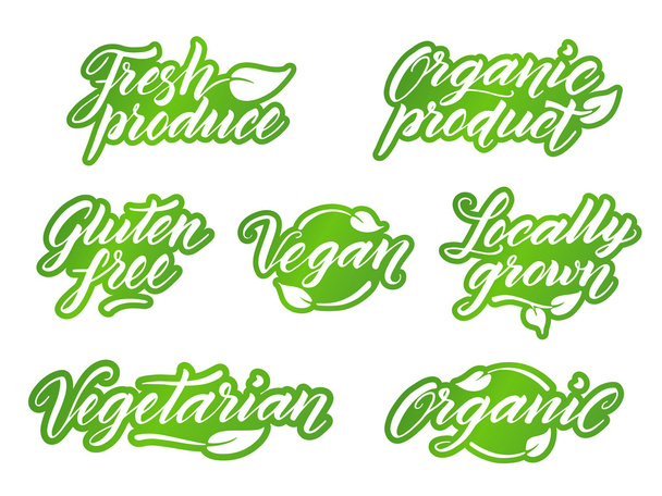 handgezeichnete Schriftzüge für gesunde Lebensmittel. Etikett im Retro-Stil, Logo, - Vektor, Bild