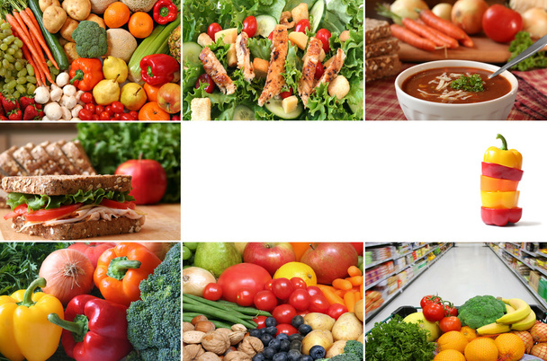 Healthy eating collage - Photo, Image