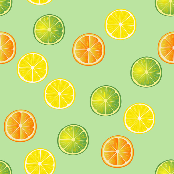 Lime, lemon and orange slices pattern - Vector, Image