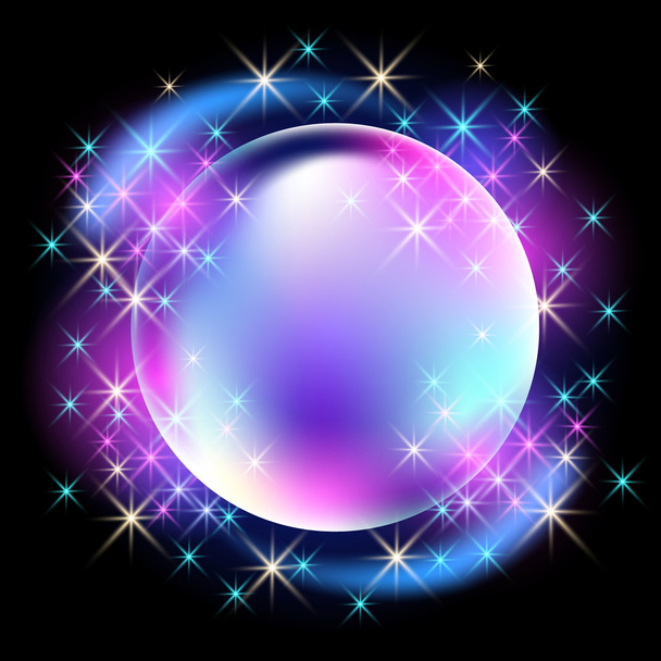 Glowing bubble with  stars - Vector, imagen