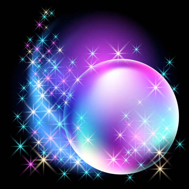 Glowing bubble with  stars - Vektör, Görsel