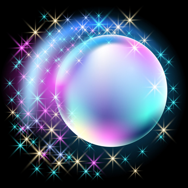 Glowing bubble with  stars - Vetor, Imagem