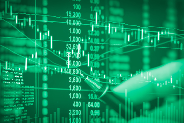 Financiële gegevens op een monitor, Stock marktgegevens over Led weergeven con - Foto, afbeelding