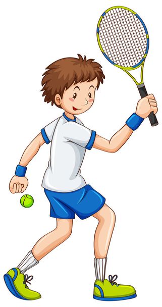 Tennis player hitting ball with racket - Vector, Image
