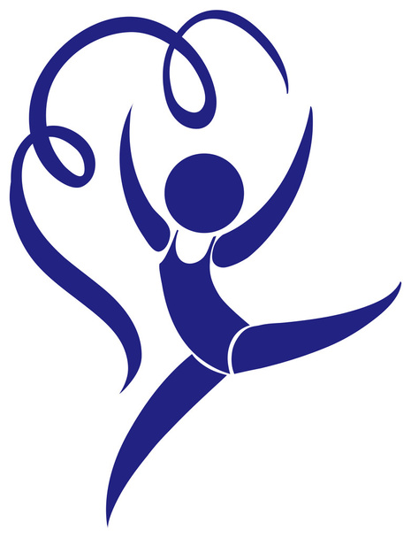 Sportovní ikona athelte dělat gymnastiku s mašlí - Vektor, obrázek