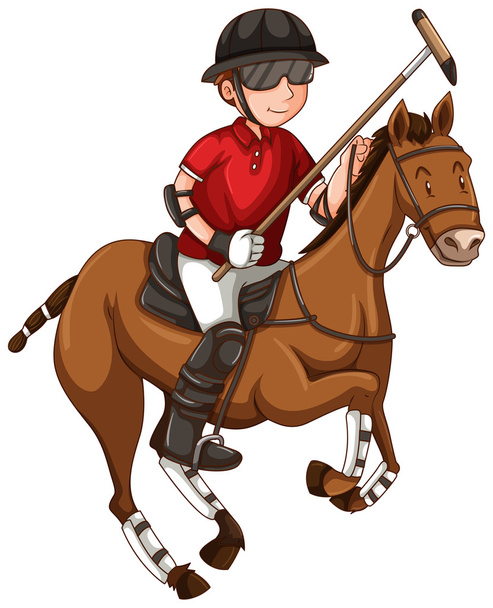 Man on horse playing polo - Vector, Image