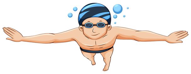 Swimmer wearing cap and goggles - Vector, Image