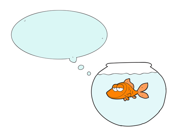 мультяшна риба в акваріумі з мисленням бульбашки
 - Вектор, зображення