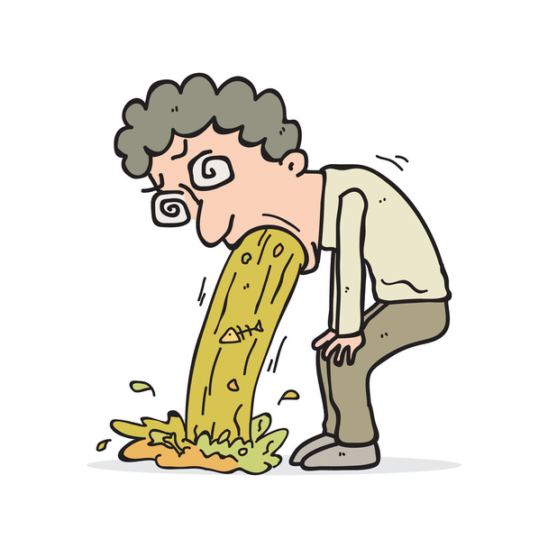 嘔吐の男の漫画 - ベクター画像