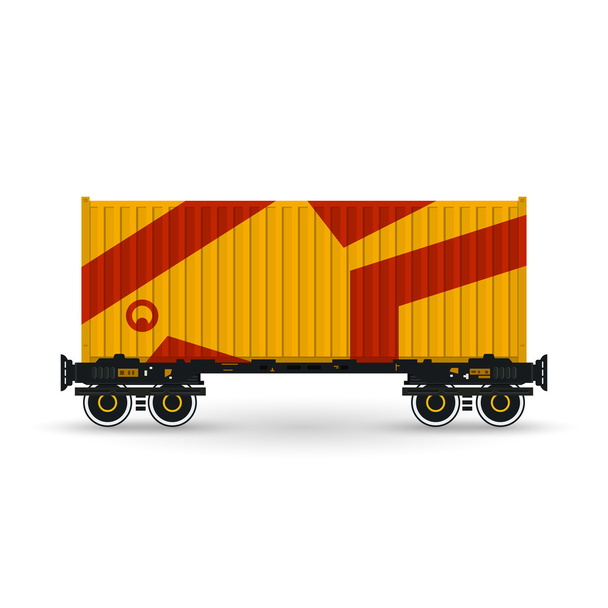 Platform met oranje Container geïsoleerd op wit - Vector, afbeelding