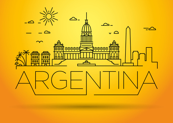 Argentina Linear Skyline with Typographic Design - Vector, Image