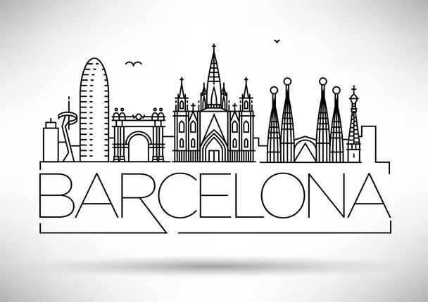 Barcelona City Skyline with Typographic Design - Vector, Image