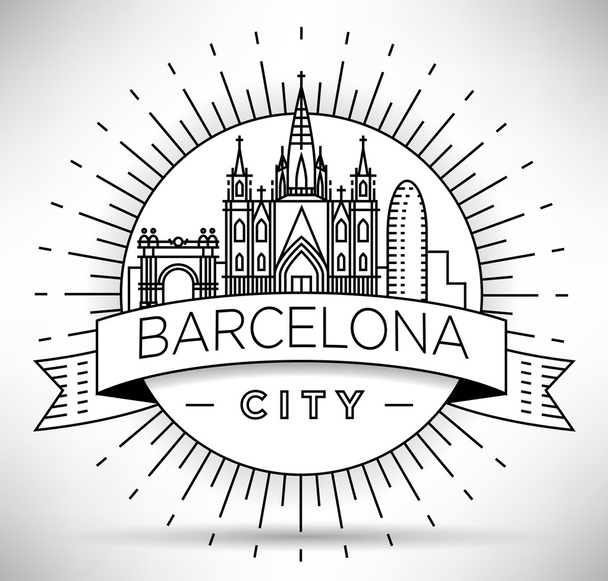 Barcelona City Skyline com design tipográfico
 - Vetor, Imagem