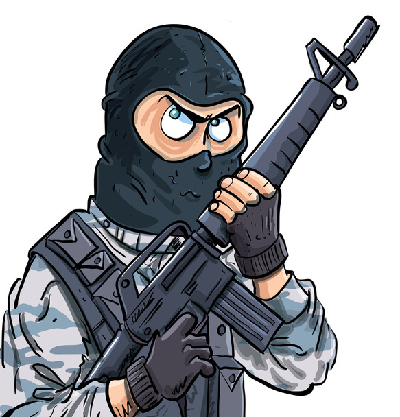 μέλος ΑE swat κινουμένων σχεδίων με ένα πυροβόλο όπλο - Διάνυσμα, εικόνα
