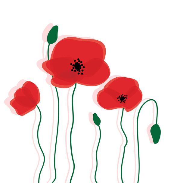 赤いケシの花の背景 - ベクター画像