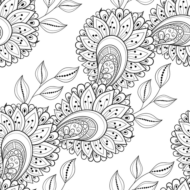 Seamless Monochrome Floral Pattern - Vector, imagen