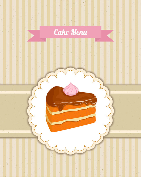 Vector pattern cover the desserts menu for cafe with a slice of chocolate cake - Вектор,изображение